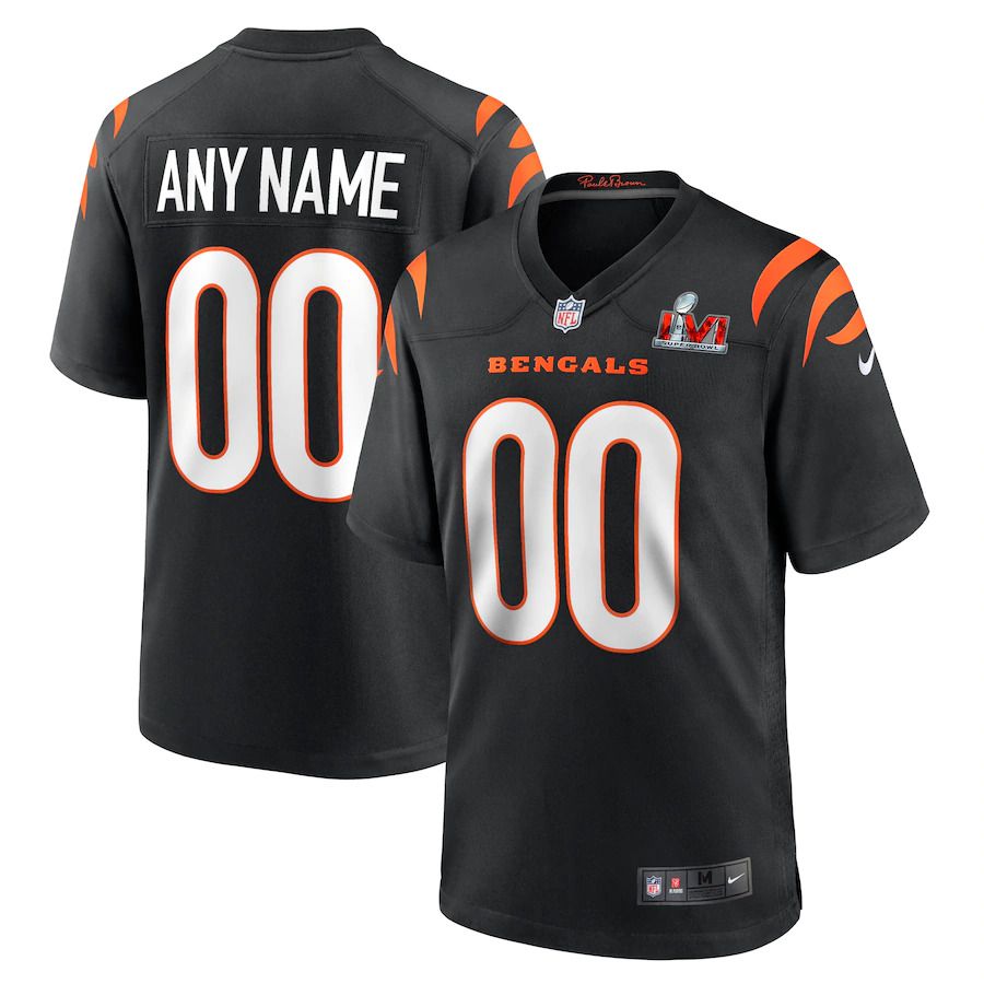 Men Cincinnati Bengals Nike Black Super Bowl LVI Game Custom NFL Jersey